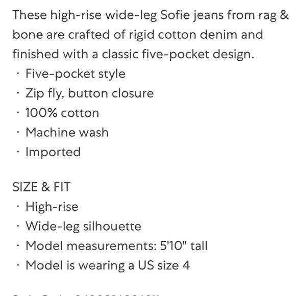 Rag & Bone Sofie Wide leg Sky Blue Tweed Jeans- NWT - Picture 7 of 7